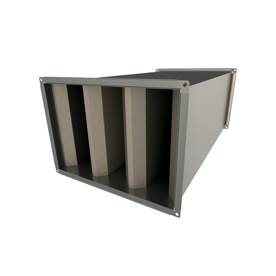 SRSV0 - Silencer Rectangular Straight Vertical Splitter Unlined Range